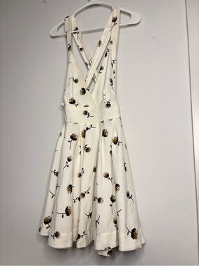 FREE PEOPLE IVORY FLORAL PRINT CROSS BACK MINI DRESS SZ 0